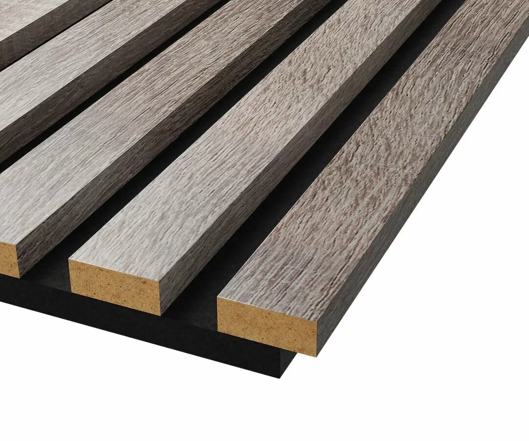 МДФ стеновая панель акустическая Cosca Decor Сканди Дуб Дымчатый черный войлок 1200×600×19